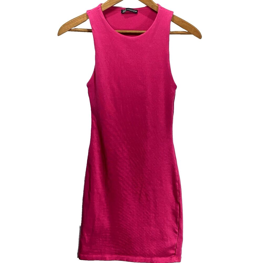 Zara Bodycon Mini Dress Womens S Sleeveless Scoop Neck Tank Stretch Pink